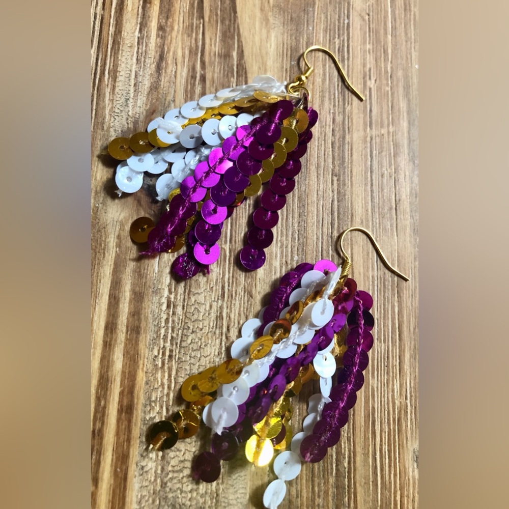 Handmade Team Spirit Sequin Earrings